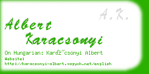 albert karacsonyi business card